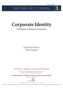 Corporate Identity a Business-To-Business Perspective