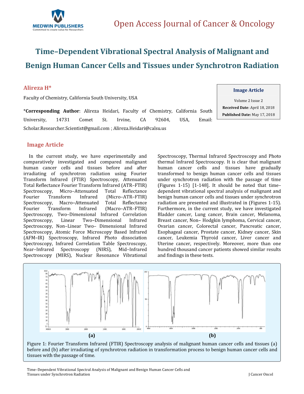 Time–Dependent Vibrational Spectral Analysis of Malignant and Benign Human Cancer Cells and Tissues Under Synchrotron Radiation