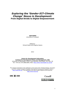 Exploring the 'Genderictclimate Change' Nexus in Development