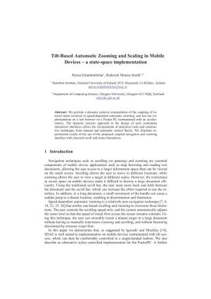 Tilt-Based Automatic Zooming and Scaling in Mobile Devices – a State-Space Implementation