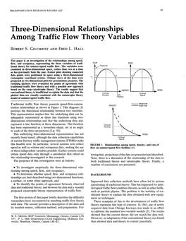 Three-Dimensional Relationships Among Traffic Flow Theory Variables