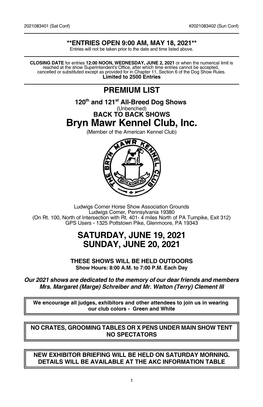 Bryn Mawr Kennel Club, Inc. (Member of the American Kennel Club)