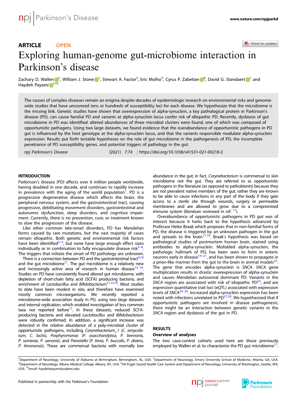 Exploring Human-Genome Gut-Microbiome Interaction in Parkinson’S Disease