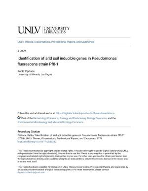 Identification of Arid Soil Inducible Genes in Pseudomonas Fluorescens Strain Pf0-1