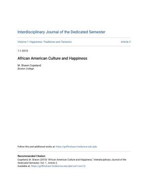 African American Culture and Happiness