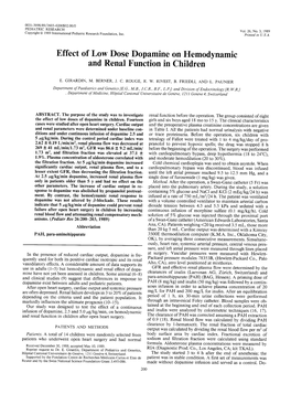 Effect of Low Dose Dopamine on Hemodynamic and Renal Function in Children