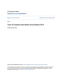 Town of Cranberry Isles Maine Annual Report 2014