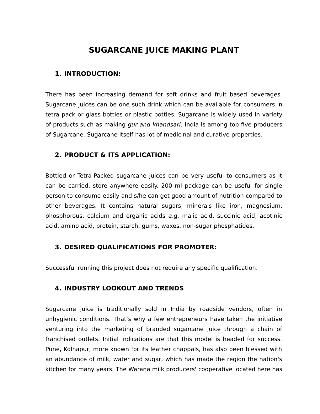 Sugarcane Juice Making Plant