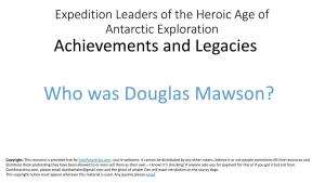 Expedition Leaders of the Heroic Age of Antarctic Exploration Achievements and Legacies