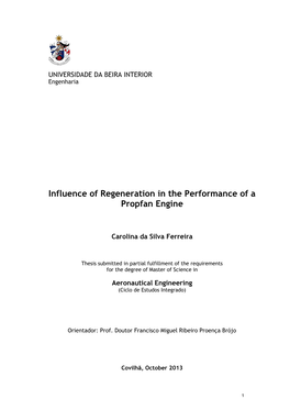 Influence of Regeneration in the Performance of a Propfan Engine