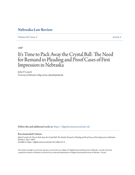 The Need for Remand in Pleading and Proof Cases of First Impression in Nebraska, 66 Neb