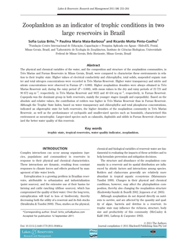 Zooplankton As an Indicator of Trophic Conditions in Two Large Reservoirs in Brazil