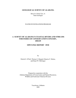 Geological Survey of Alabama a Survey Of