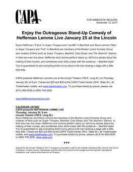 Enjoy the Outrageous Stand-Up Comedy of Heffernan Lemme Live January 25 at the Lincoln