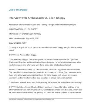 Interview with Ambassador A. Ellen Shippy