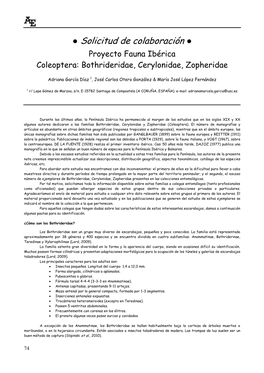 Solicitud De Colaboración ● Proyecto Fauna Ibérica Coleoptera: Bothrideridae, Cerylonidae, Zopheridae