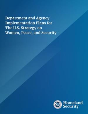 Department and Agency Implementation Plans for the U.S. Strategy on Women, Peace, and Security This Page Intentionally Left Blank