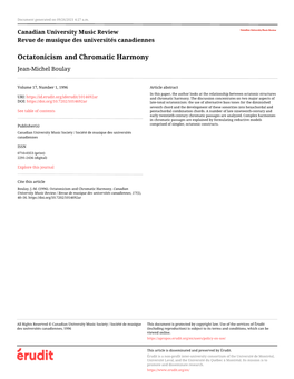 Octatonicism and Chromatic Harmony Jean-Michel Boulay
