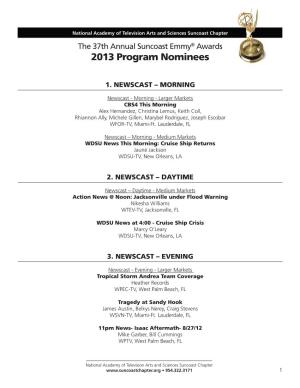 2013 Program Nominees