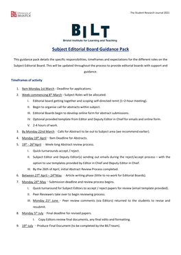 Subject Editorial Board Guidance Pack