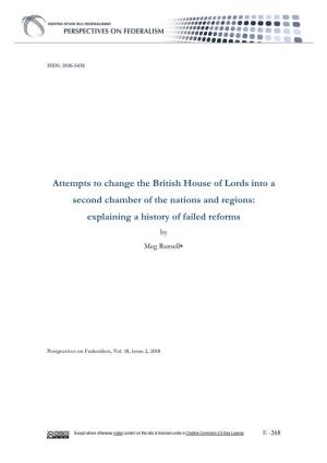 Attempts to Change the British House of Lords Into a Second Chamber of the Nations and Regions: Explaining a History of Failed Reforms by Meg Russell