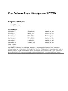 Free Software Project Management HOWTO
