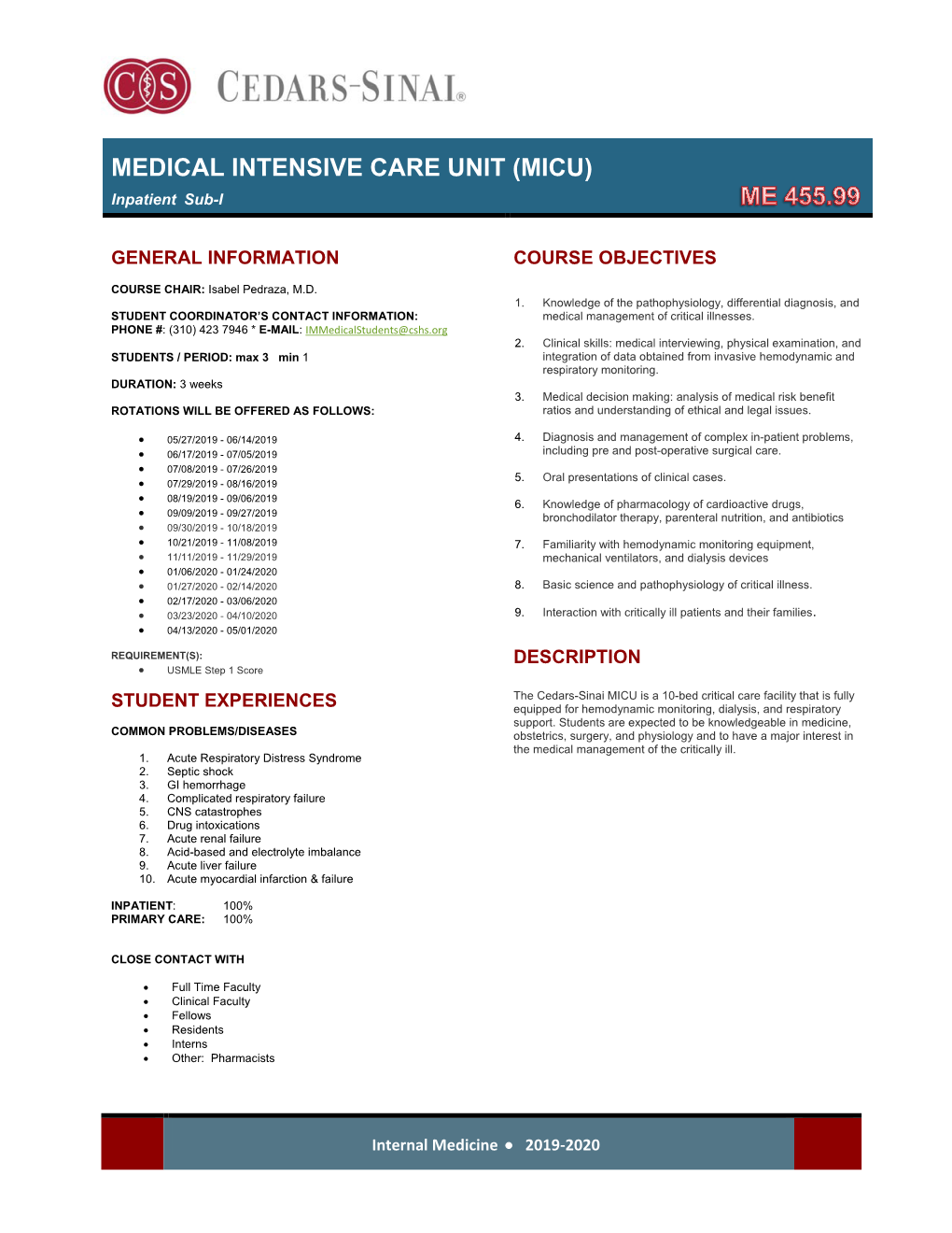 MEDICAL INTENSIVE CARE UNIT (MICU) Inpatient Sub-I