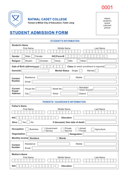 Admission & Registration Form.Cdr