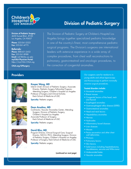 Division of Pediatric Surgery
