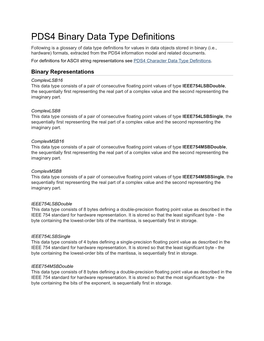 PDS4 Binary Data Type Definitions