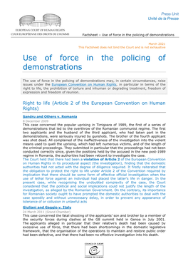 Use of Force in the Policing of Demonstrations