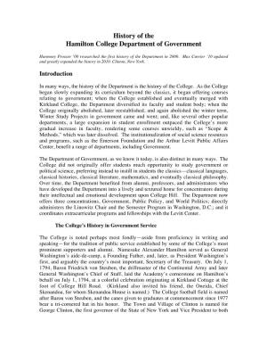 History of the Hamilton College Department of Government