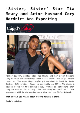 Star Tia Mowry and Actor Husband Cory Hardrict Are Expecting