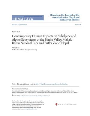 Contemporary Human Impacts on Subalpine and Alpine Ecosystems