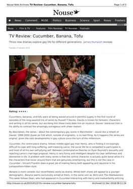 TV Review: Cucumber, Banana, Tofu | Nouse