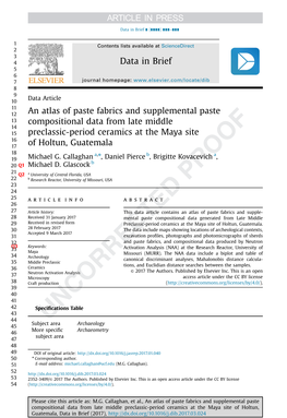 An Atlas of Paste Fabrics and Supplemental Paste Compositional