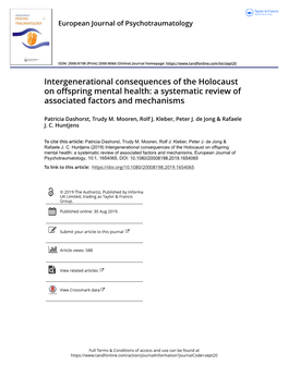 Intergenerational Consequences of the Holocaust on Offspring Mental Health: a Systematic Review of Associated Factors and Mechanisms