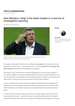 Sam Allardyce ‘Sting’ Is the Latest Chapter in a New Era of Investigative Reporting