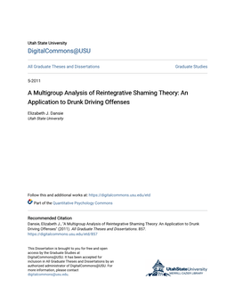 A Multigroup Analysis of Reintegrative Shaming Theory: an Application to Drunk Driving Offenses