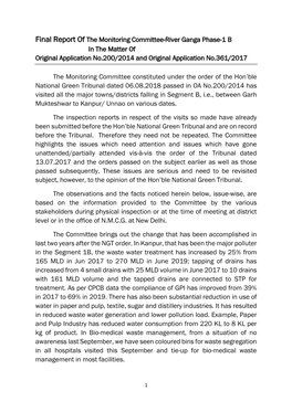 Final Report of the Monitoring Committee-River Ganga Phase-1 B in the Matter of Original Application No.200/2014 and Original Application No.361/2017