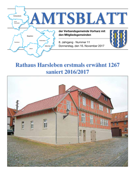 Rathaus Harsleben Erstmals Erwähnt 1267 Saniert 2016/2017