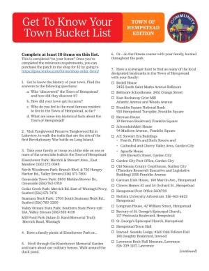 Get to Know Your Town Bucket List (Town of Hempstead Edition)