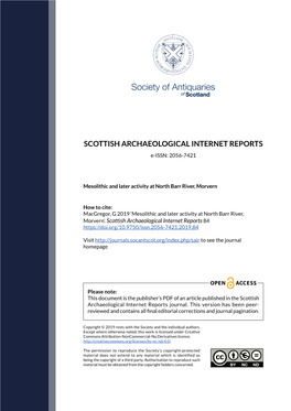 SCOTTISH ARCHAEOLOGICAL INTERNET REPORTS E-ISSN: 2056-7421