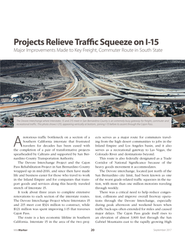 Projects Relieve Traffic Squeeze on I-15 Major Improvements Made to Key Freight, Commuter Route in South State