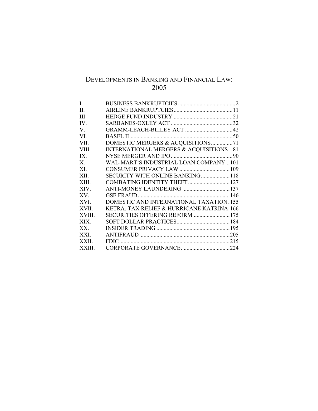 Developments in Banking and Financial Law: 2005