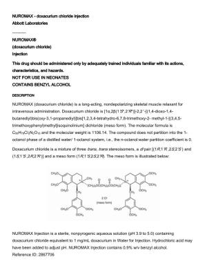 Doxacurium Chloride Injection Abbott Laboratories