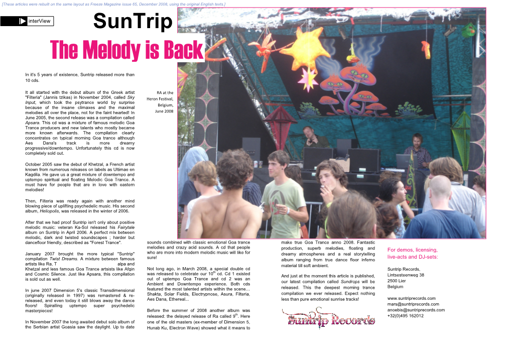 Suntrip Special for Freeze Mgzn Issue 65