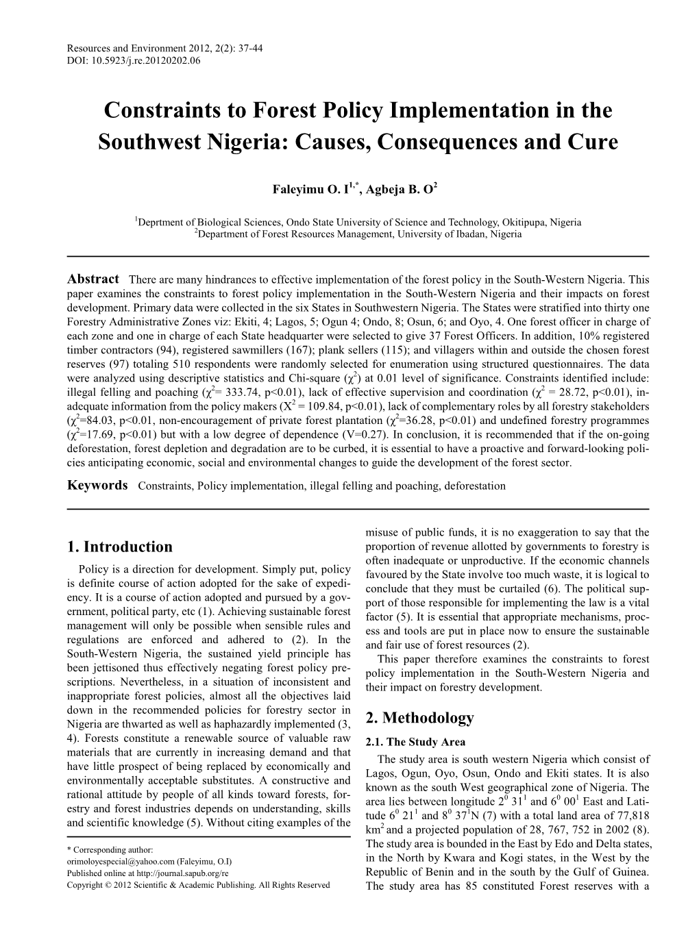 Constraints, Policy Implementation, Illegal Felling and Poaching, Deforestation