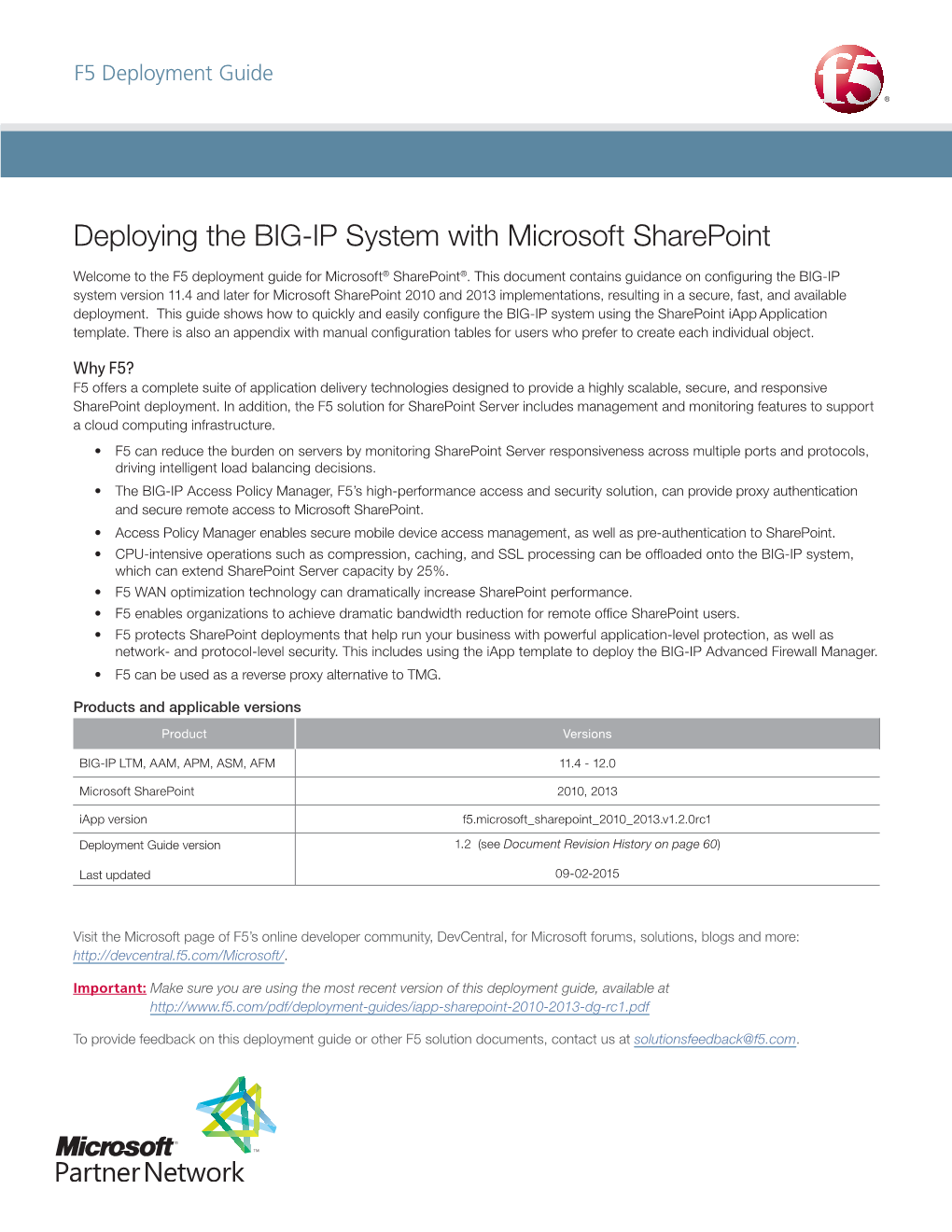 Deploying the BIG-IP System with Microsoft Sharepoint