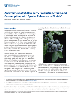 An Overview of US Blueberry Production, Trade, and Consumption, with Special Reference to Florida1 Edward A